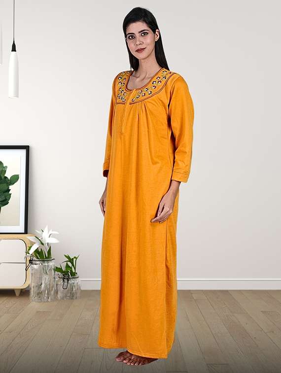 women solid long sleeve nighty - 22286750 -  Standard Image - 2