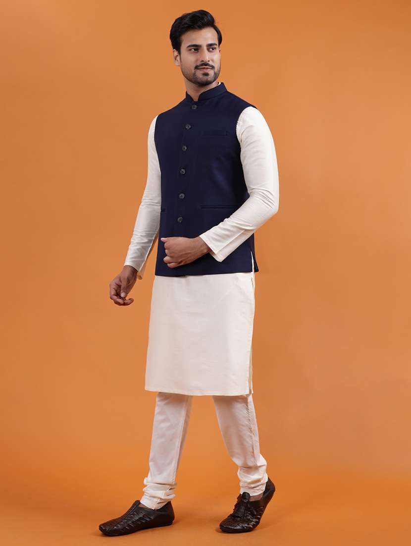 men solid mandarin neck regular fit nehru jacket - 22286754 -  Standard Image - 2