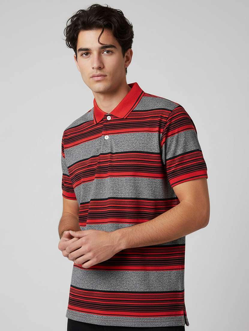 men striped short sleeve regular fit polo t-shirt - 22286796 -  Standard Image - 2