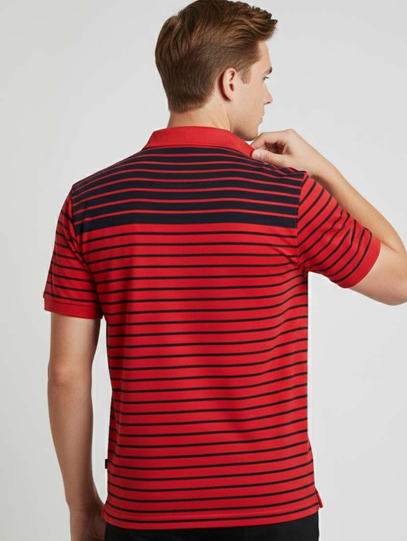 men striped short sleeve regular fit polo t-shirt - 22286800 -  Standard Image - 2