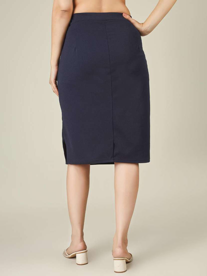 women solid high rise straight skirt - 22286830 -  Standard Image - 2