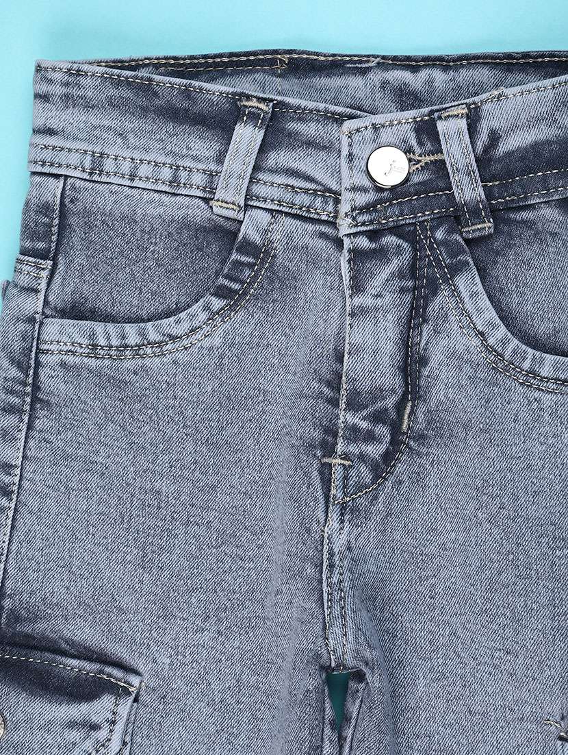 girls plain mid rise relaxed fit cargo - 22286851 -  Standard Image - 2