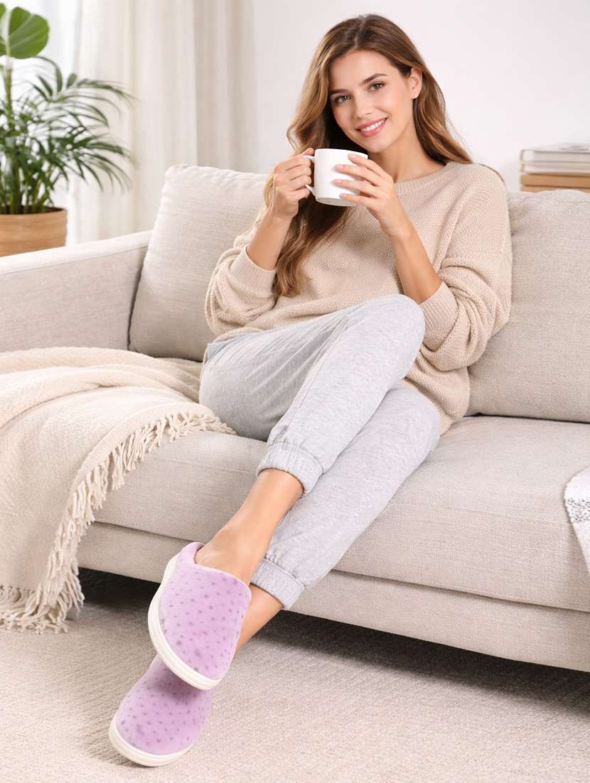 women printed slip on winterwear slipper - 22286955 -  Standard Image - 2