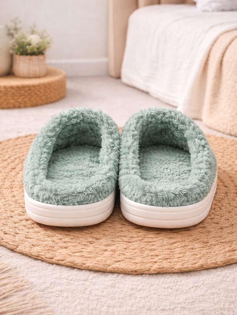 women solid slip on winterwear slipper - 22286960 -  Standard Image - 2