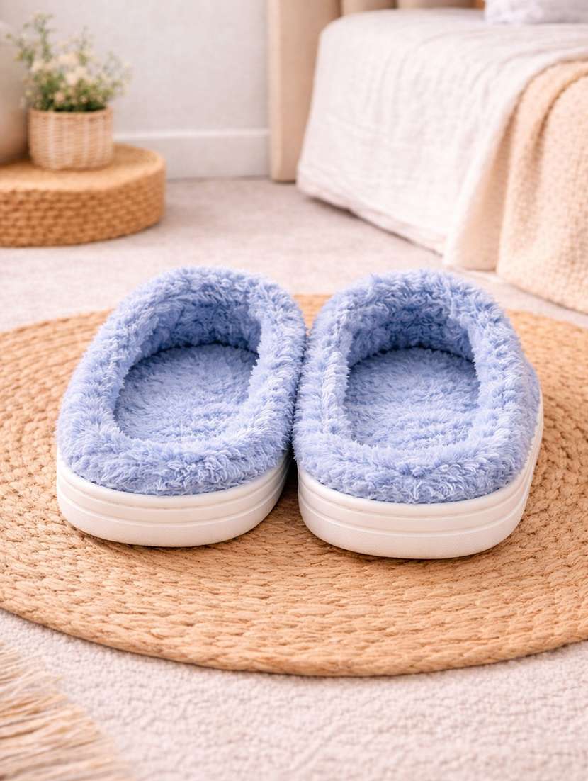 women solid slip on winterwear slipper - 22286962 -  Standard Image - 2