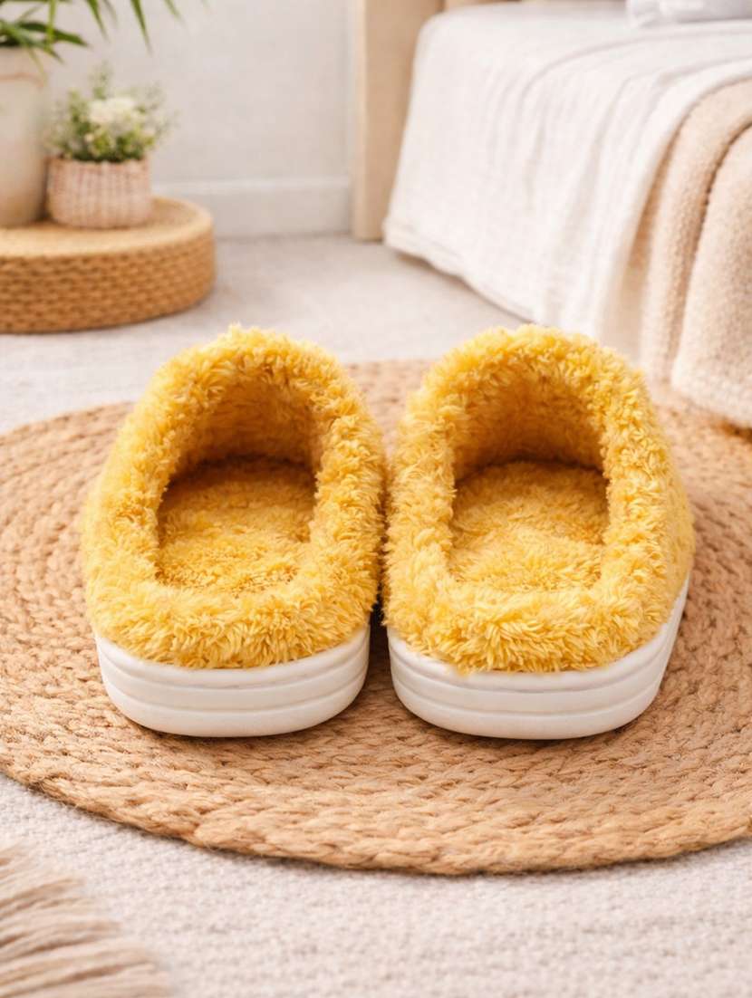 women solid slip on winterwear slipper - 22286963 -  Standard Image - 2