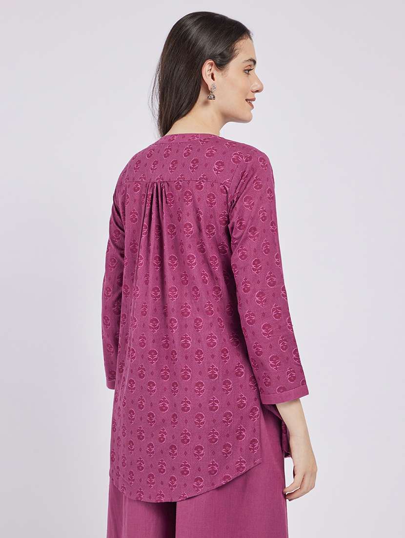 purple cotton aline kurti - 22287104 -  Standard Image - 2