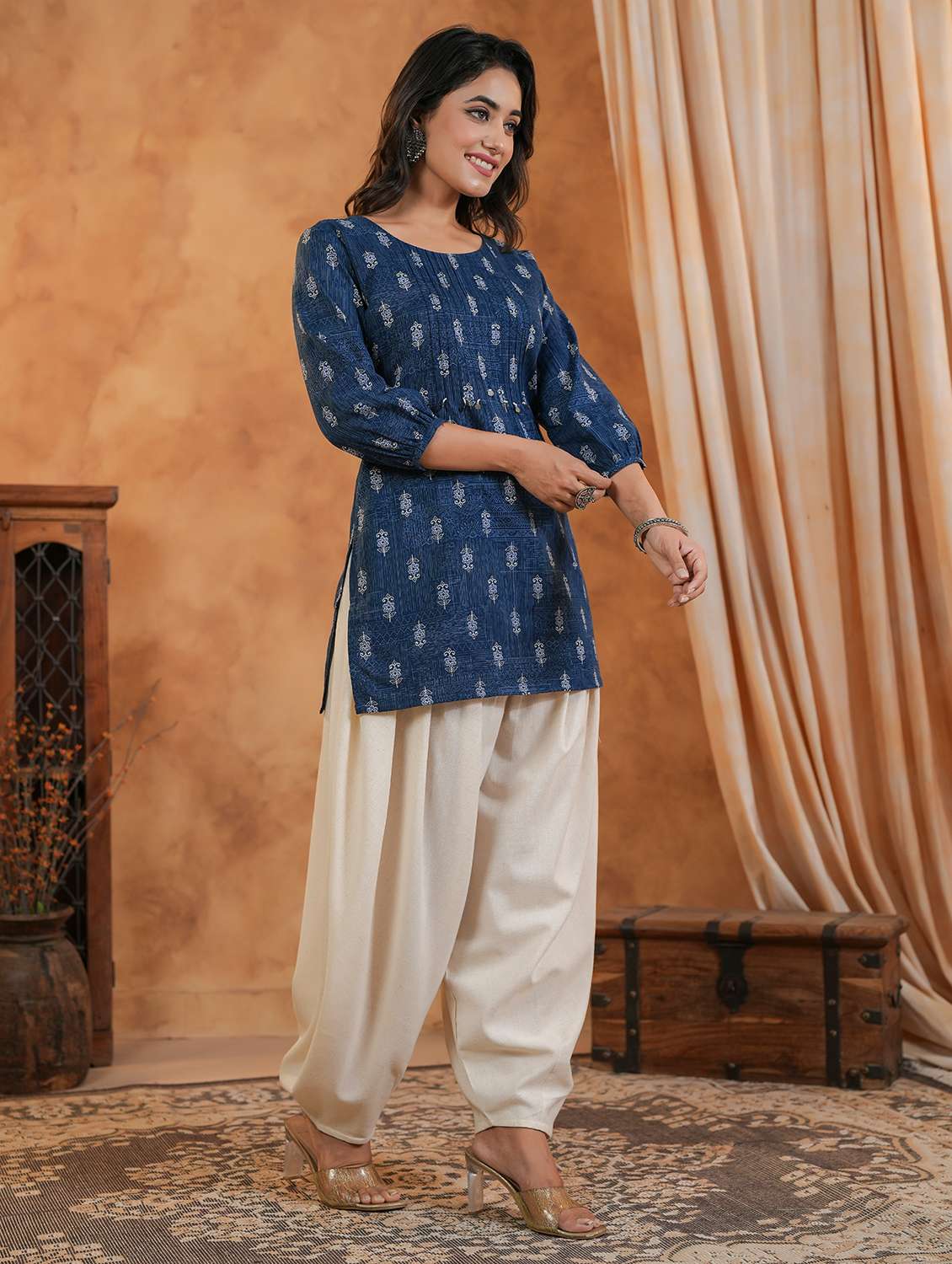 women printed three quarter sleeve straight kurti - 22287110 -  Standard Image - 2