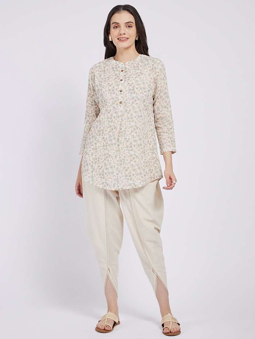 women floral printed three quarter sleeve a-line kurti - 22287111 -  Standard Image - 2