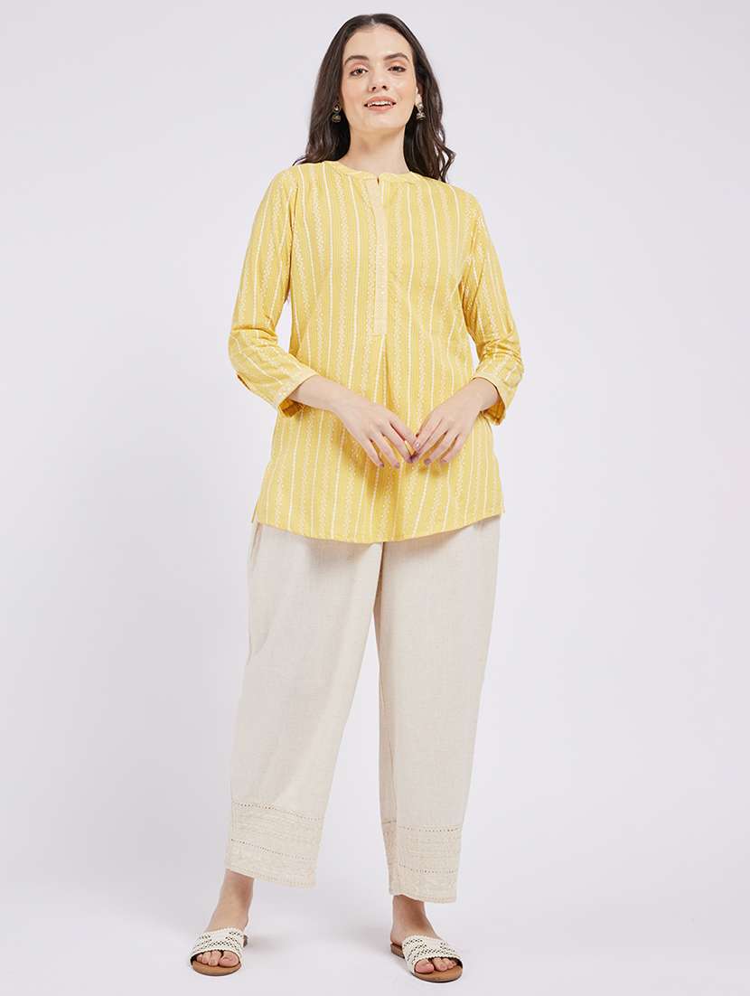 women printed three quarter sleeve a-line kurti - 22287115 -  Standard Image - 2