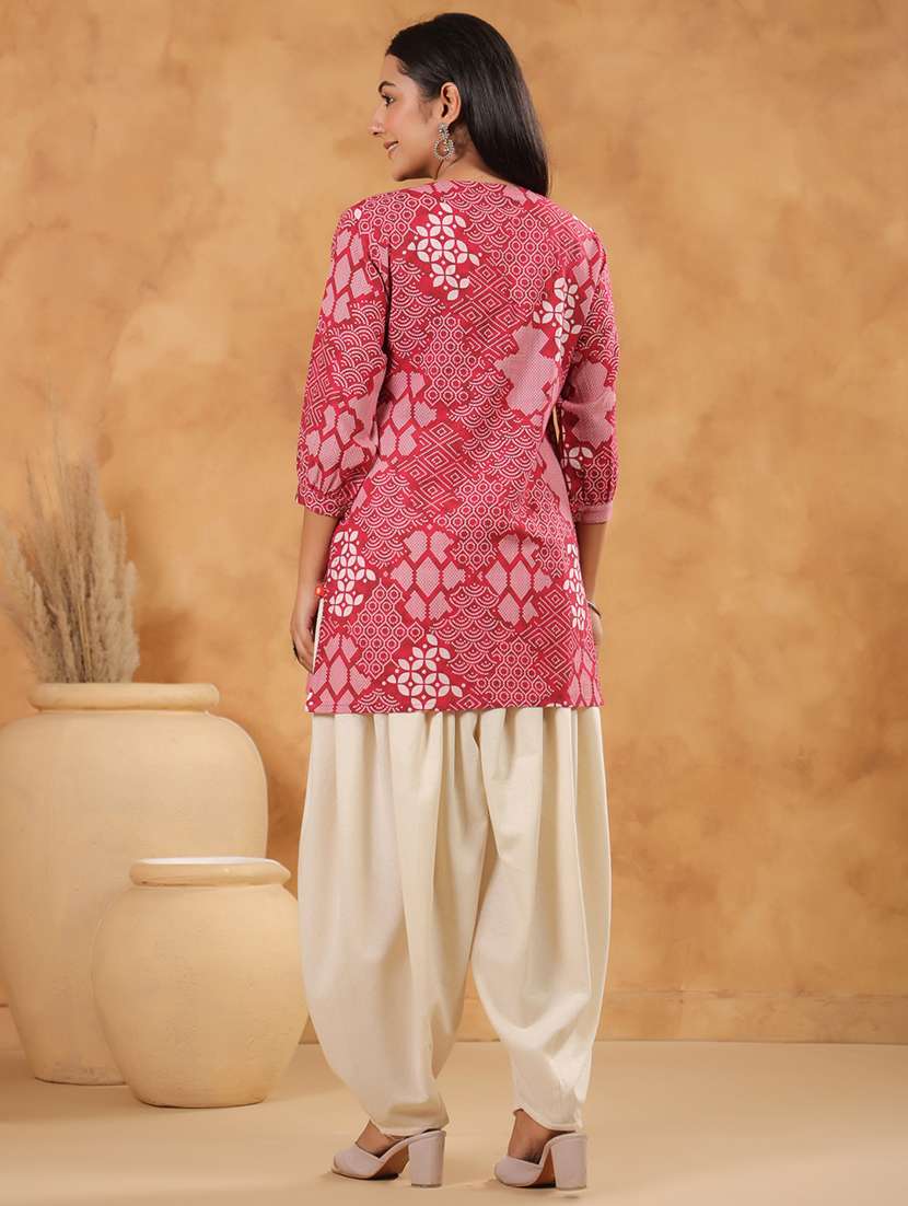 women printed three quarter sleeve a-line kurti - 22287123 -  Standard Image - 2