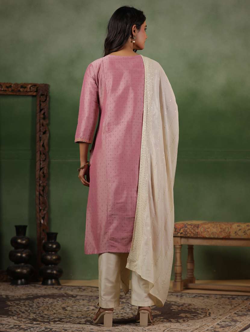 women self design three quarter sleeve kurta pant with dupatta set - 22287128 -  Standard Image - 2