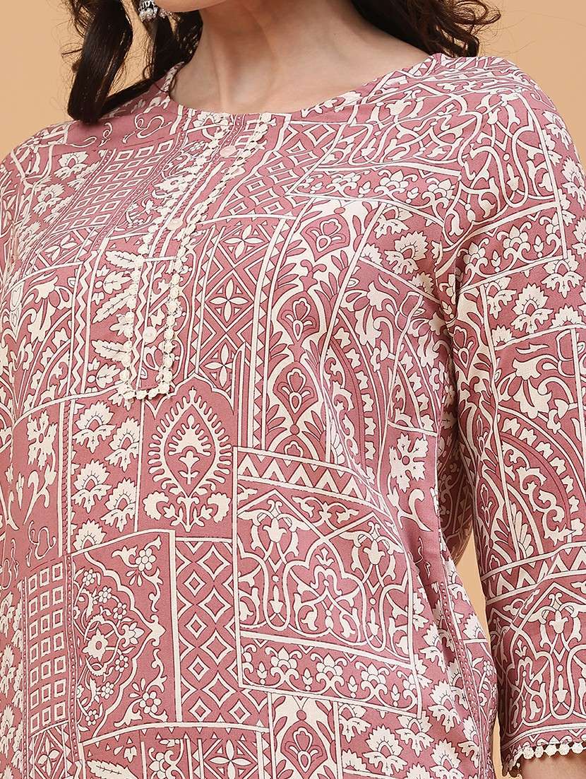 women printed three quarter sleeve ethnic co-ord set - 22287367 -  Standard Image - 2