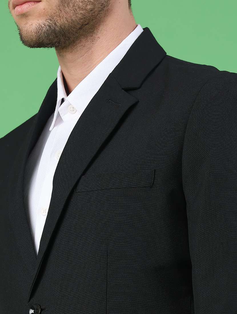men solid lapel collar single breasted formal blazer - 22287421 -  Standard Image - 2