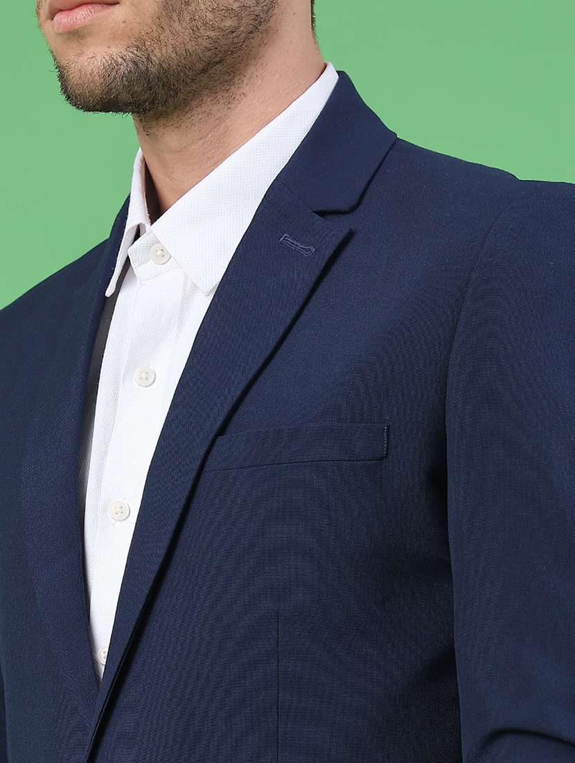 men solid lapel collar single breasted formal blazer - 22287422 -  Standard Image - 2