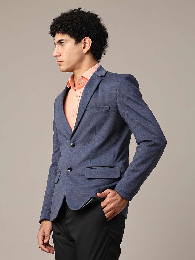 blue cotton single breasted formal blazer - 22287423 -  Standard Image - 2