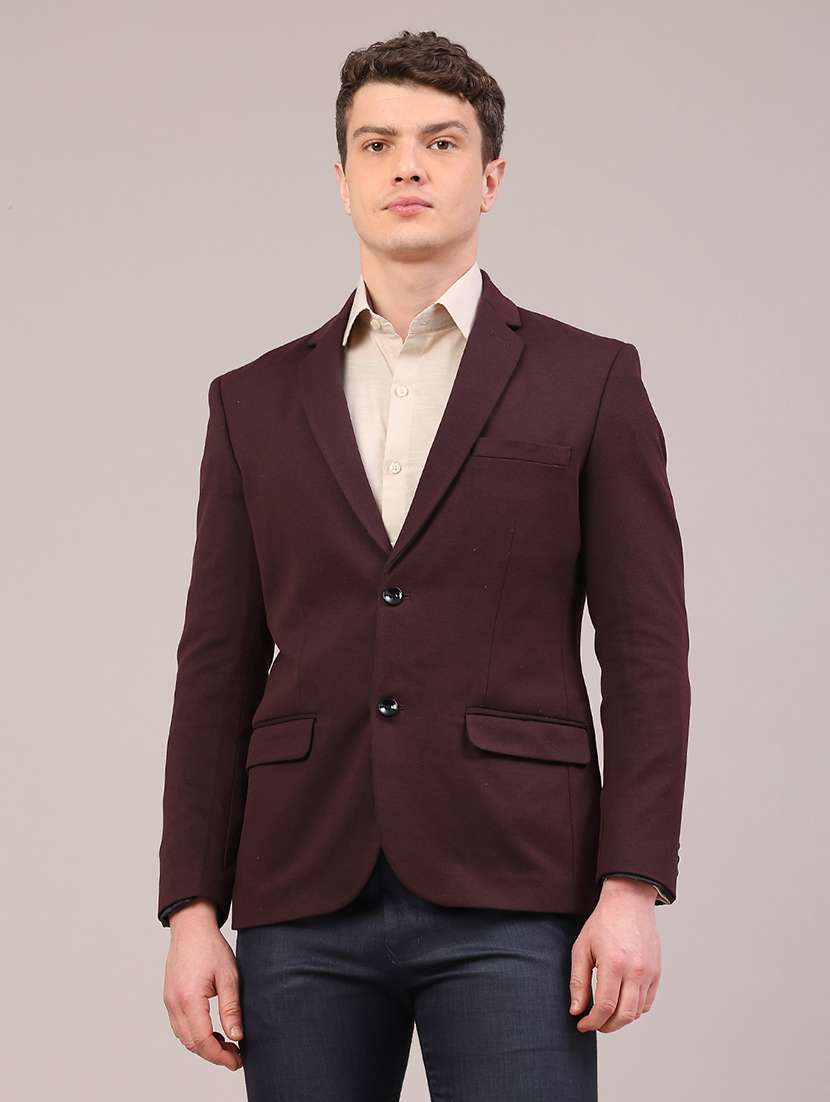 men solid lapel collar single breasted formal blazer - 22287425 -  Standard Image - 2