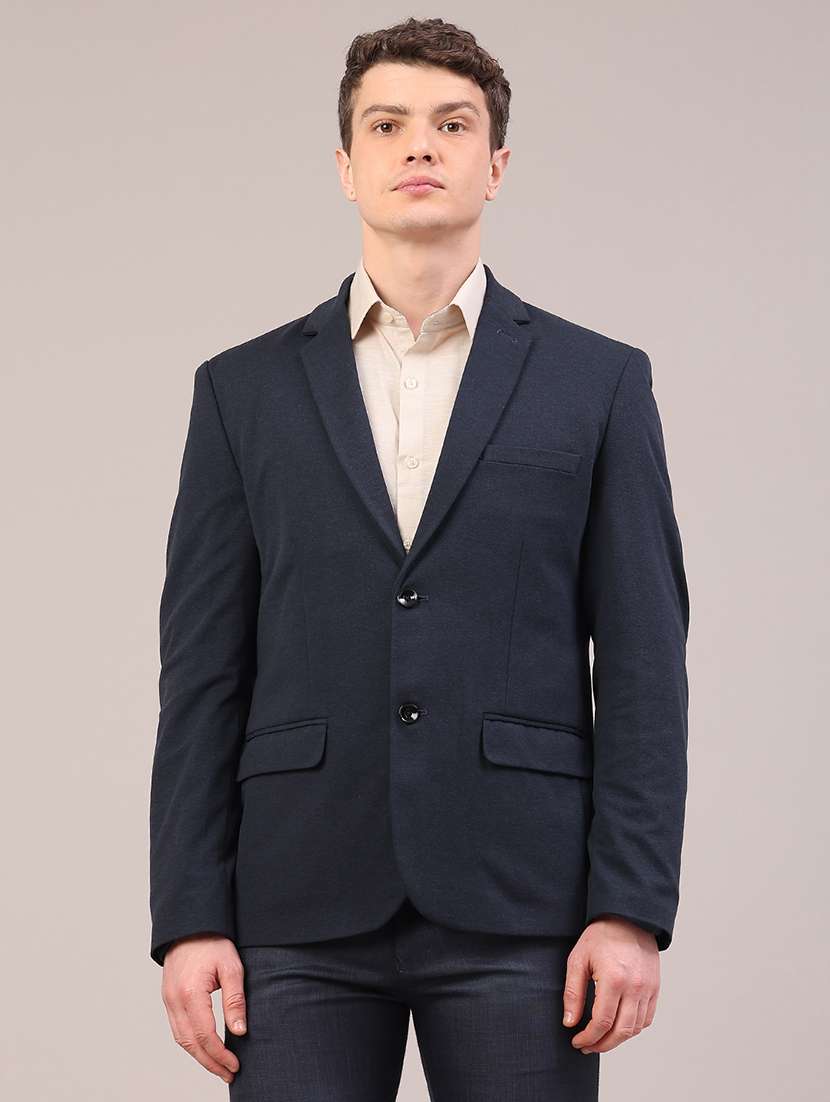 men solid lapel collar single breasted formal blazer - 22287427 -  Standard Image - 2