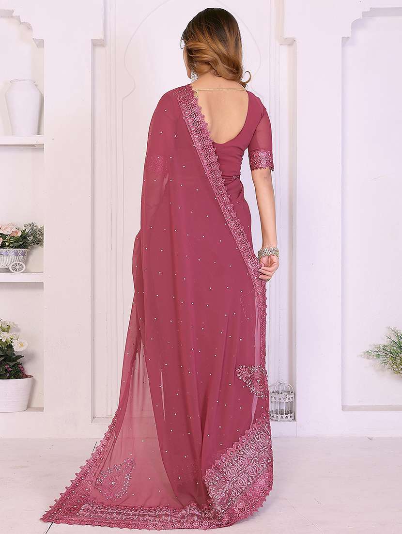 women solid with work embellished saree with blouse - 22287502 -  Standard Image - 2