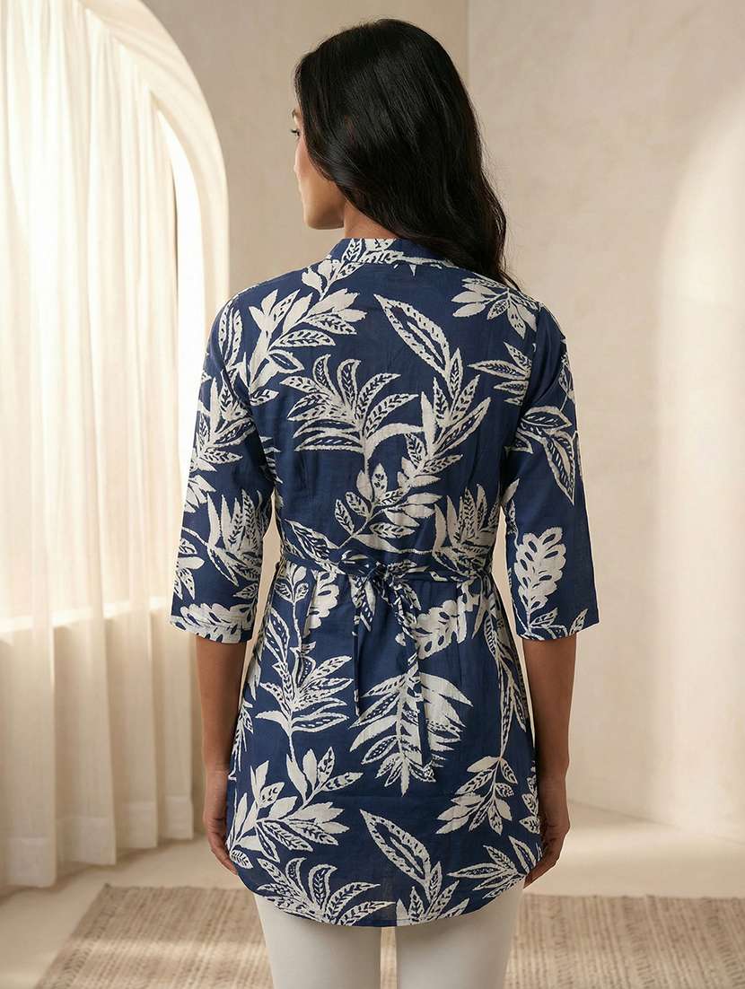 women printed three quarter sleeve regular tunic - 22287562 -  Standard Image - 2