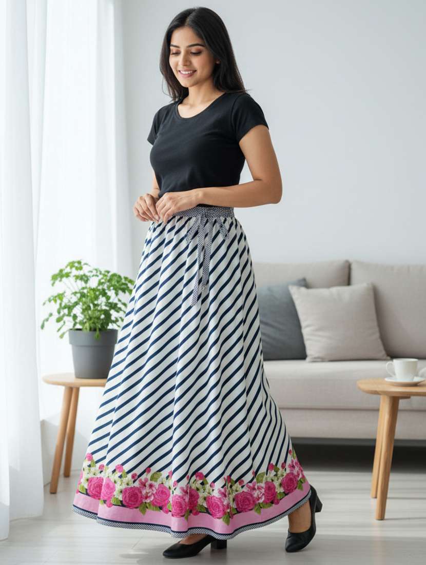 womne printed high rise flared skirt - 22287564 -  Standard Image - 2