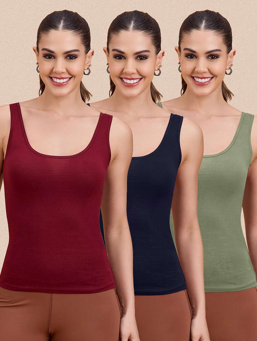 women pack of 3 solid sleeveless camisole