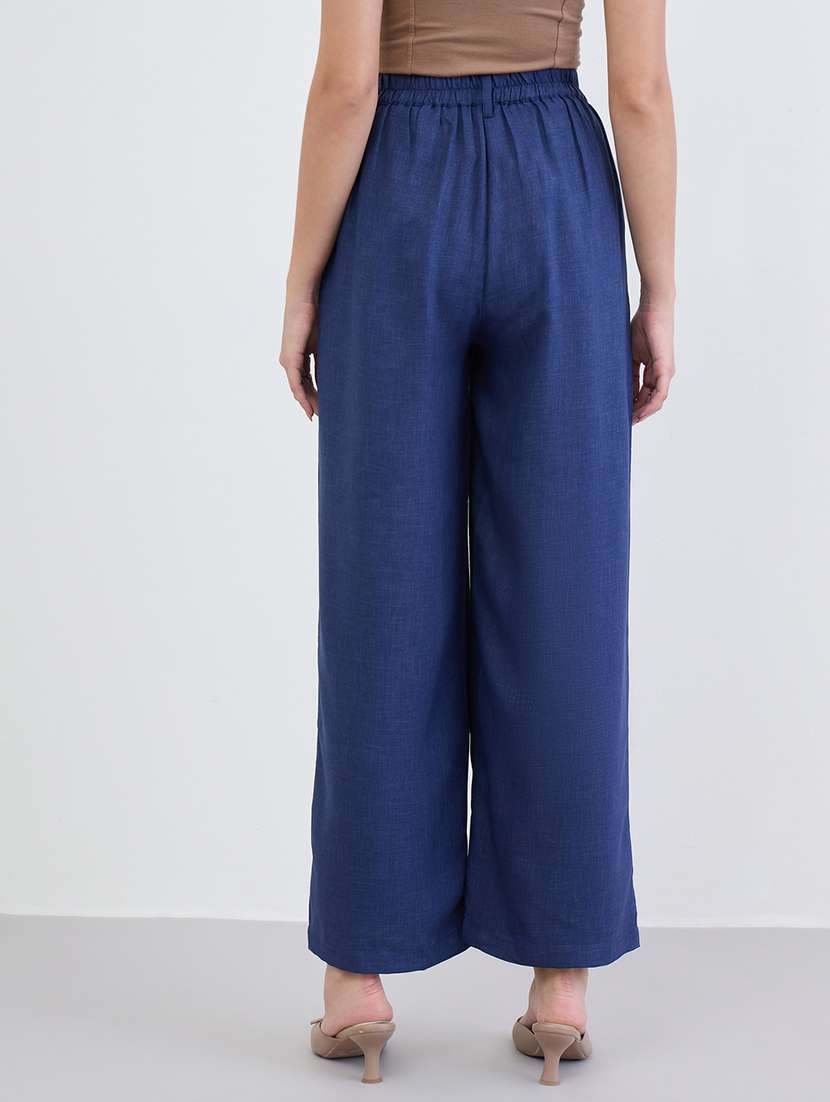 women solid high rise wide leg trouser - 22287778 -  Standard Image - 2
