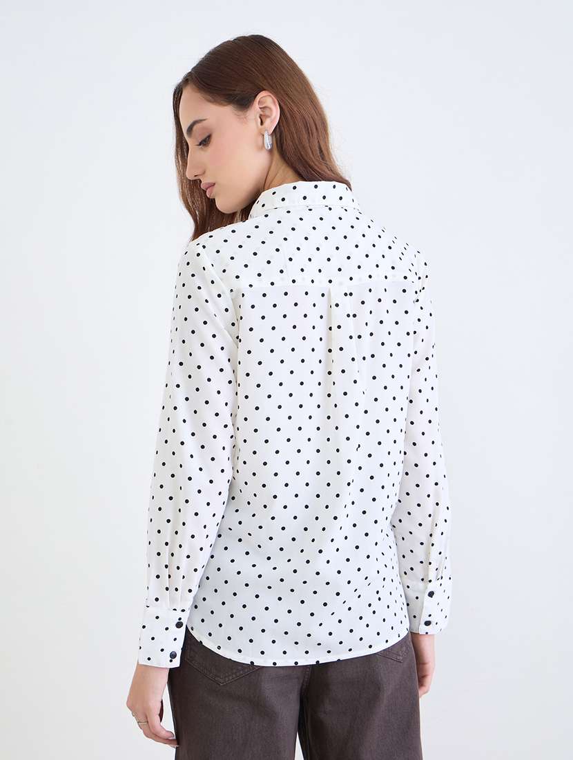 women printed collared long sleeve shirt - 22287802 -  Standard Image - 2