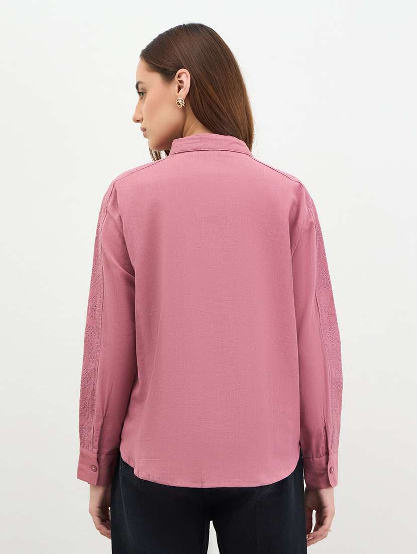 women self designed collared long sleeve shirt - 22287806 -  Standard Image - 2