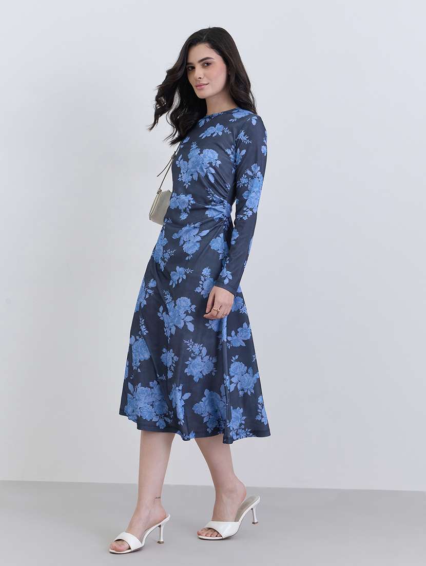 women printed long sleeve a-line dress - 22287830 -  Standard Image - 2