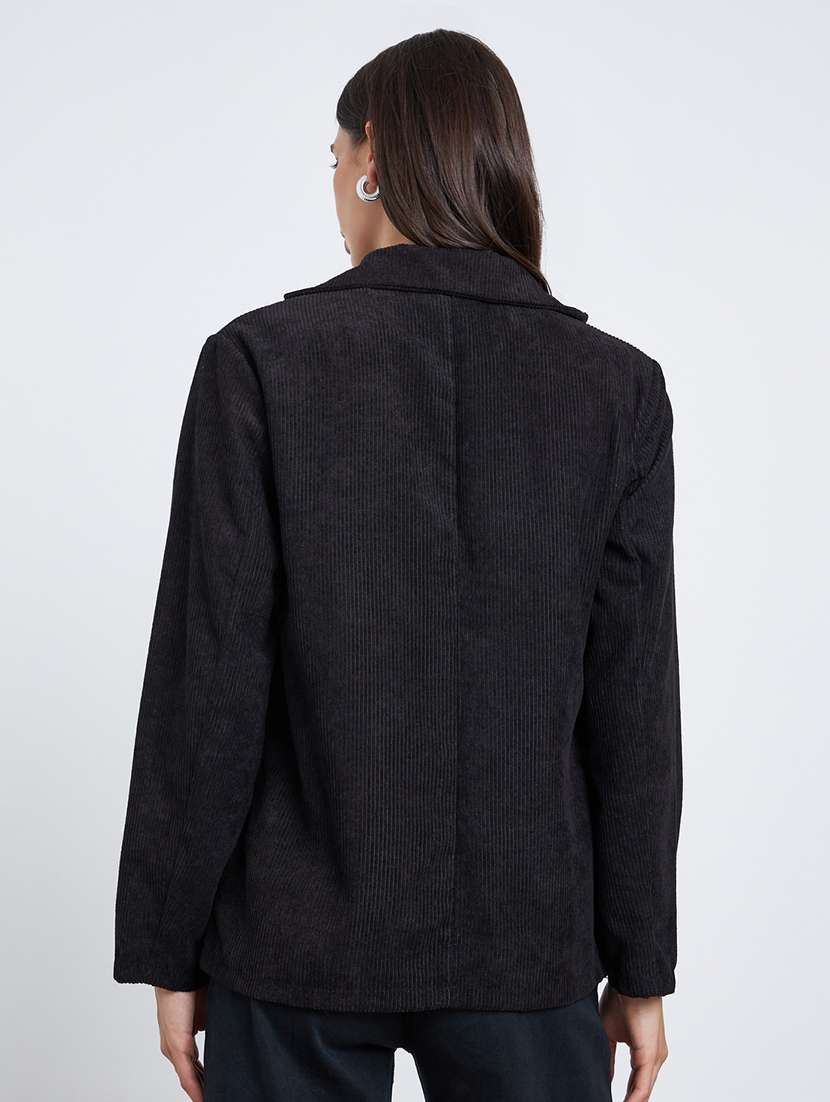 women solid long sleeve corduroy double breasted blazer - 22287853 -  Standard Image - 2