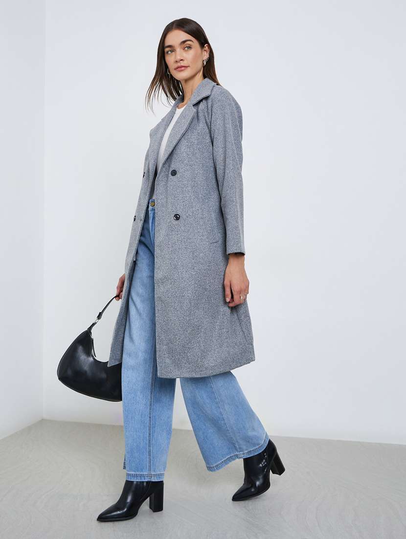 women solid long sleeve double breasted trench coat - 22287857 -  Standard Image - 2