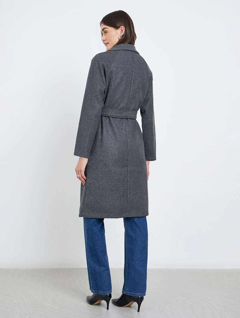 women solid long sleeve trench coat - 22287858 -  Standard Image - 2