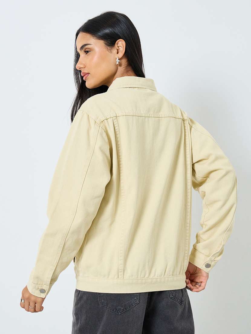 women solid long sleeve oversized denim jacket - 22287888 -  Standard Image - 2