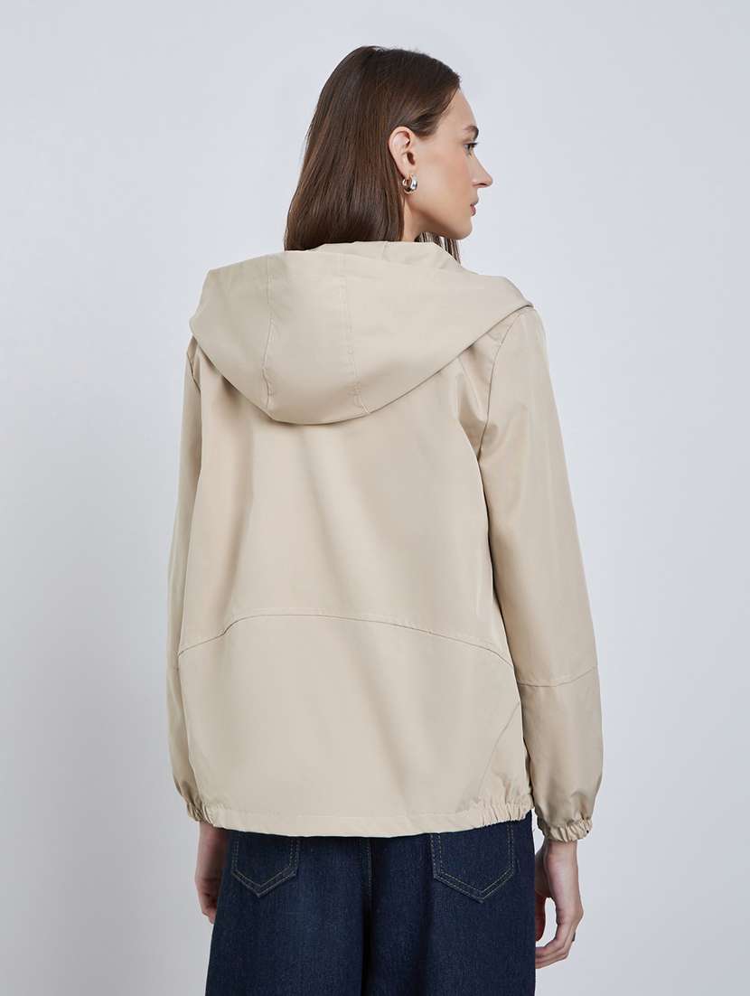 women solid long sleeve hooded oversized jacket - 22287897 -  Standard Image - 2