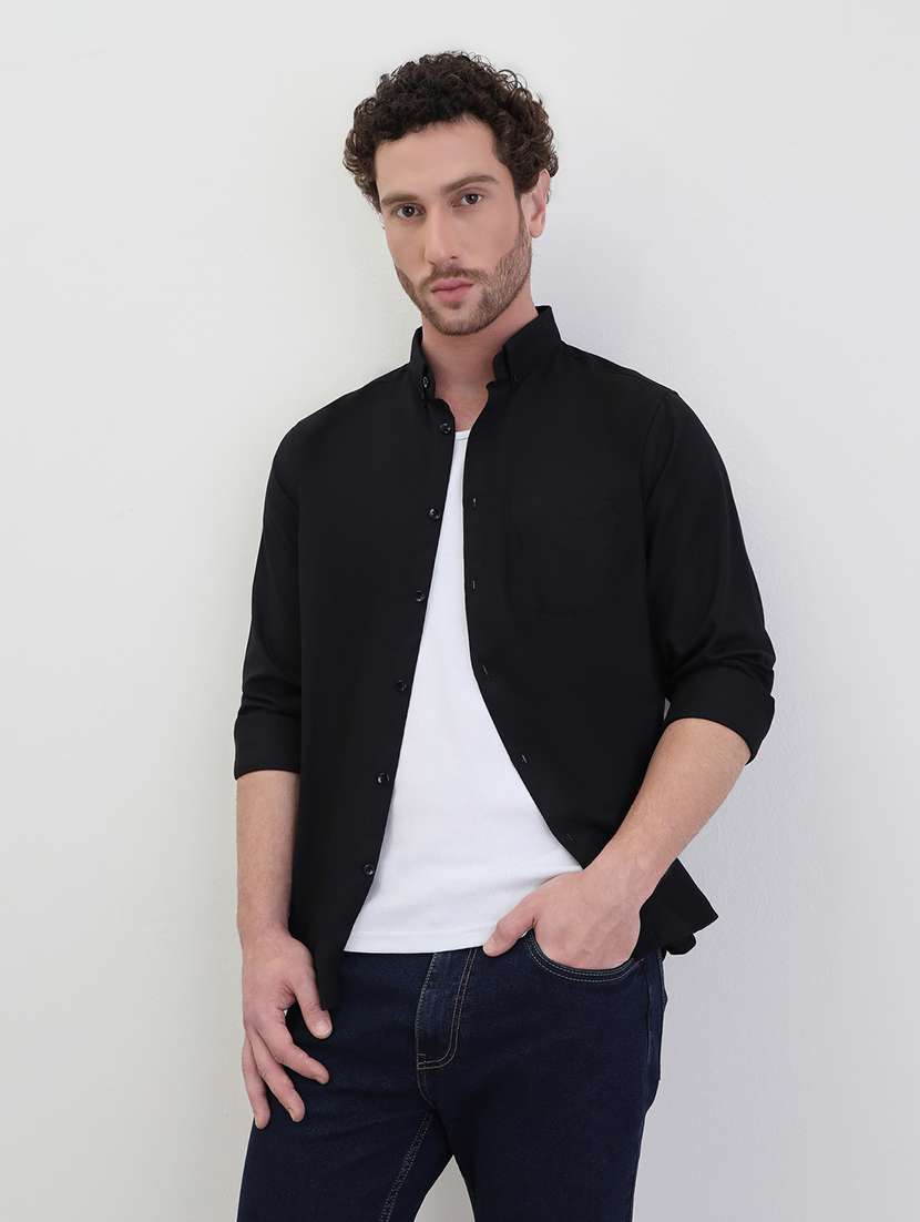 men solid long sleeve regualr fit casual shirt