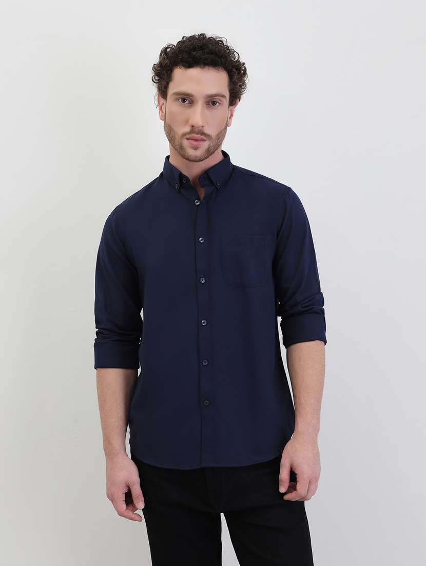 men solid long sleeve regualr fit casual shirt