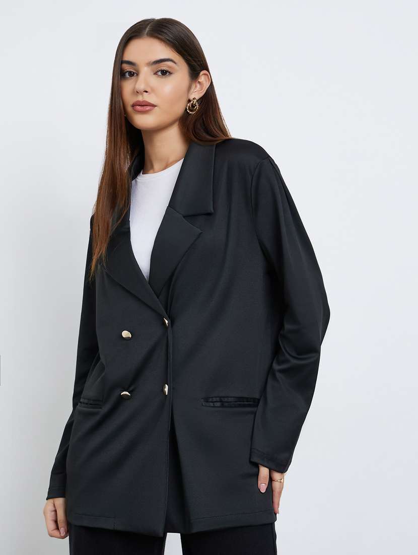 women solid long sleeve double breasted blazer - 22287970 -  Standard Image - 2