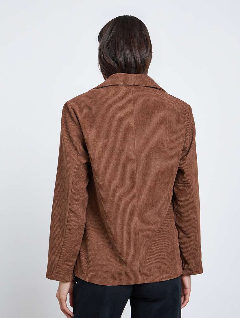 women solid lapel neck long sleeve blazer - 22287971 -  Standard Image - 2