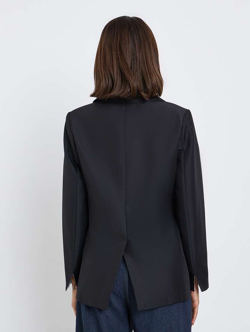 women solid lapel neck long sleeve blazer - 22287972 -  Standard Image - 2