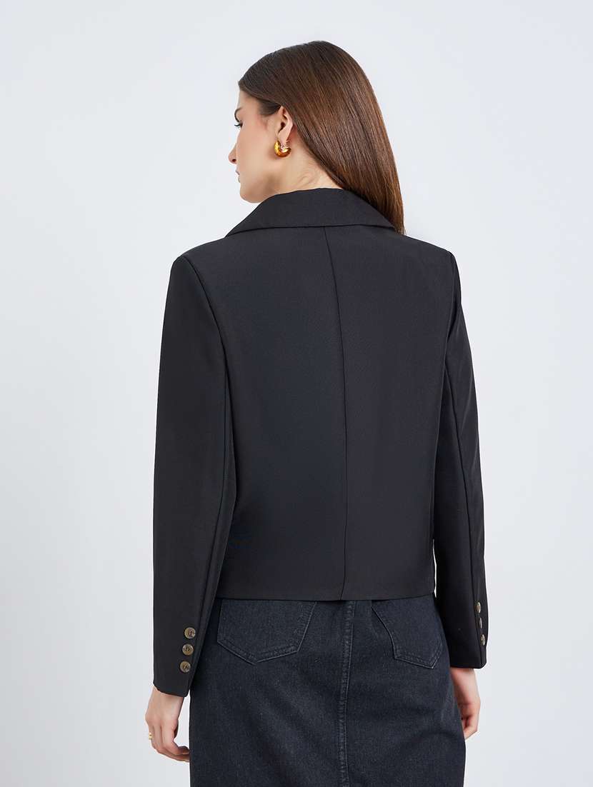 women solid lapel neck long sleeve blazer - 22287980 -  Standard Image - 2