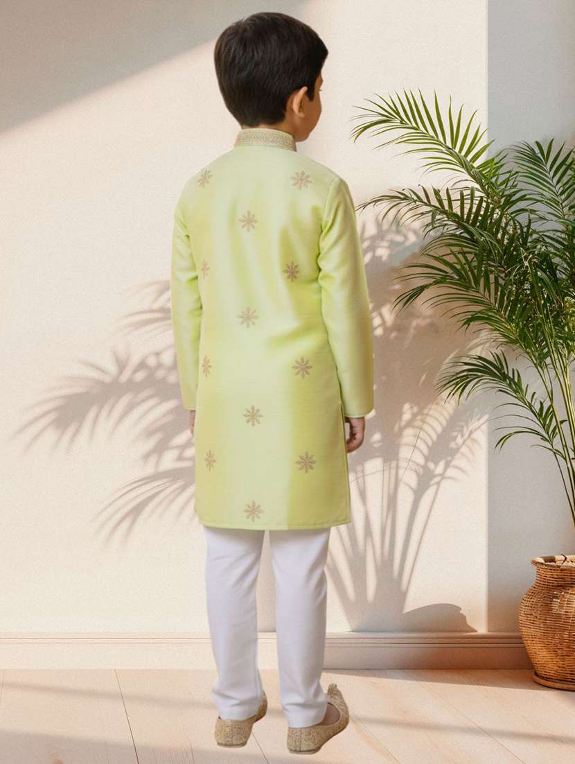 boys embroidered long sleeve kurta and pyjama set - 22287995 -  Standard Image - 2