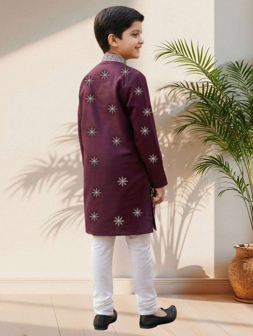 boys embroidered long sleeve kurta and pyjama set - 22288000 -  Standard Image - 2