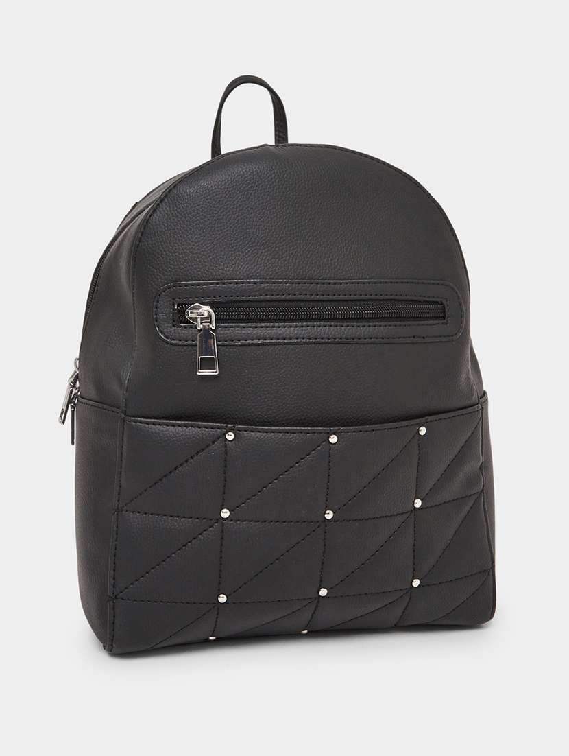 styli black solid fashion backpack