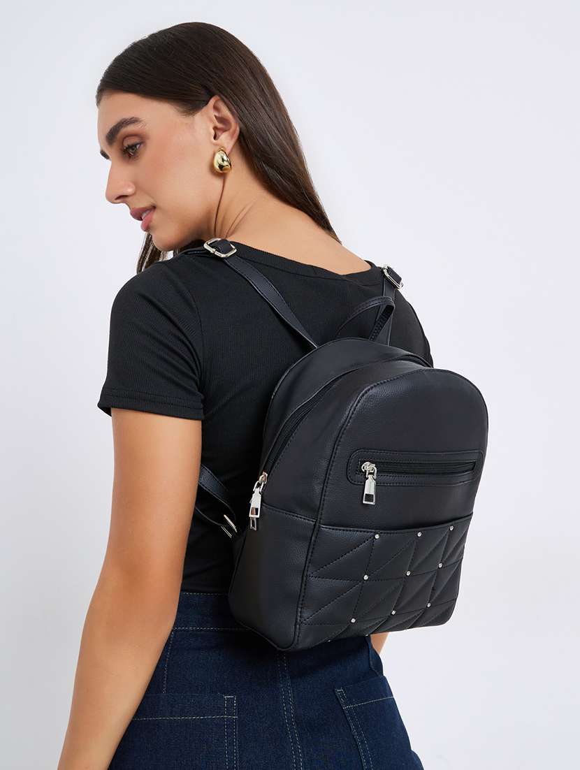 styli black solid fashion backpack - 22288058 -  Standard Image - 2