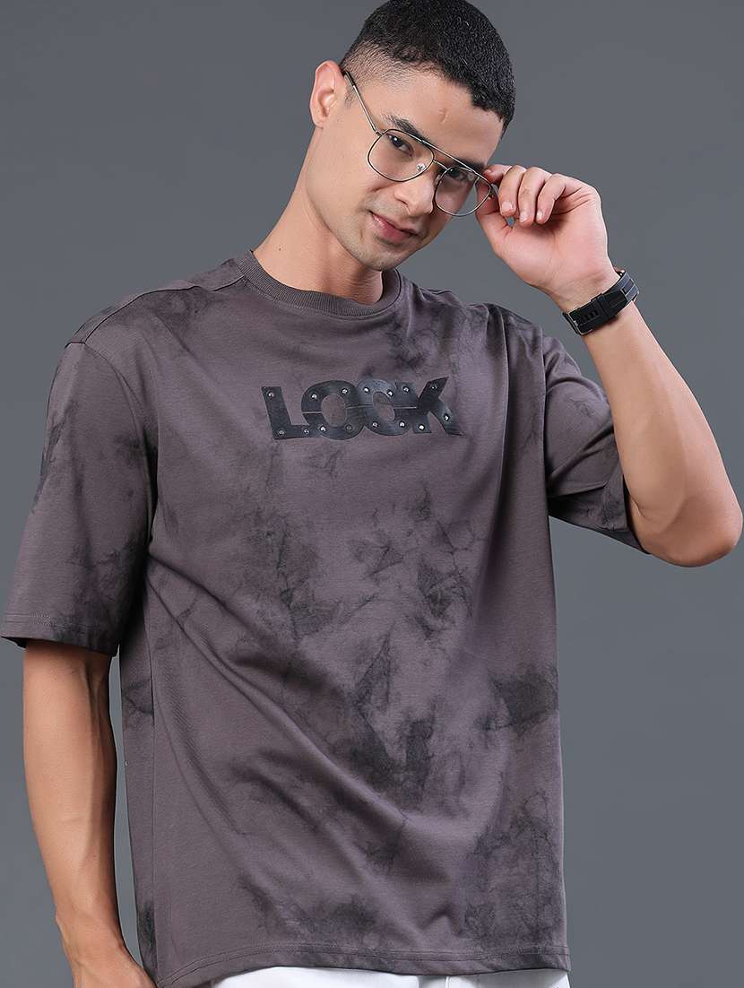 men printed short sleeves oversized t-shirt