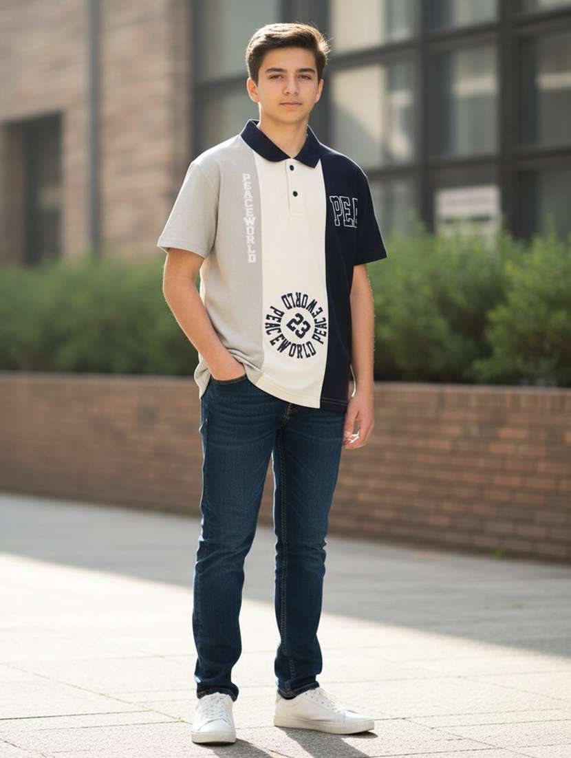 boys colourblocked short sleeves polo t-shirt