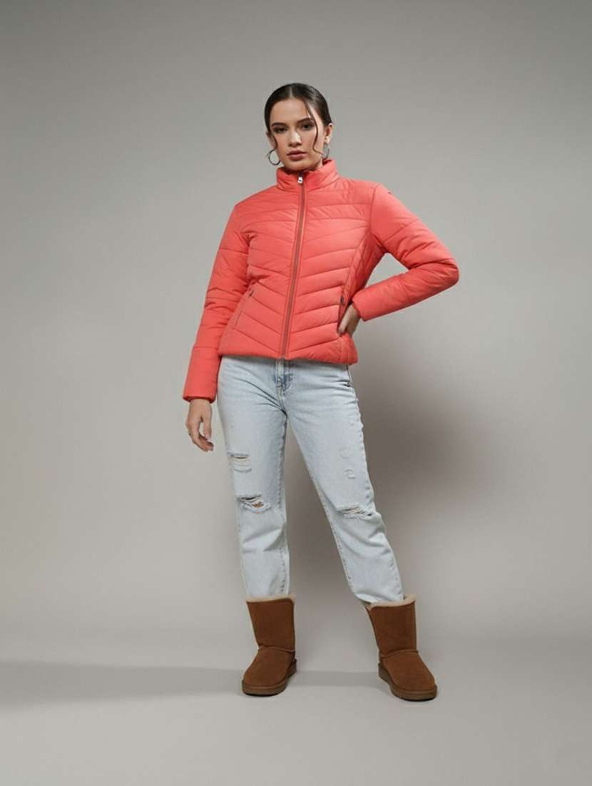 women solid long sleeve quilted jacket - 22288612 -  Standard Image - 2