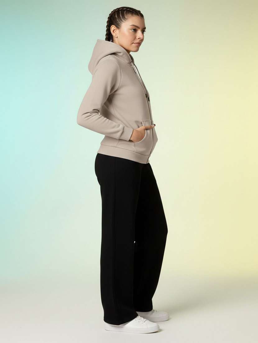 women solid long sleeve hooded sweatshirt - 22288613 -  Standard Image - 2