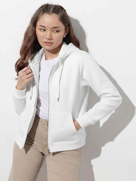 women solid long sleeve hooded sweatshirt - 22288614 -  Standard Image - 2